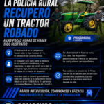 La Policía Rural recuperó un tractor robado a las pocas horas en Amado Bonpland